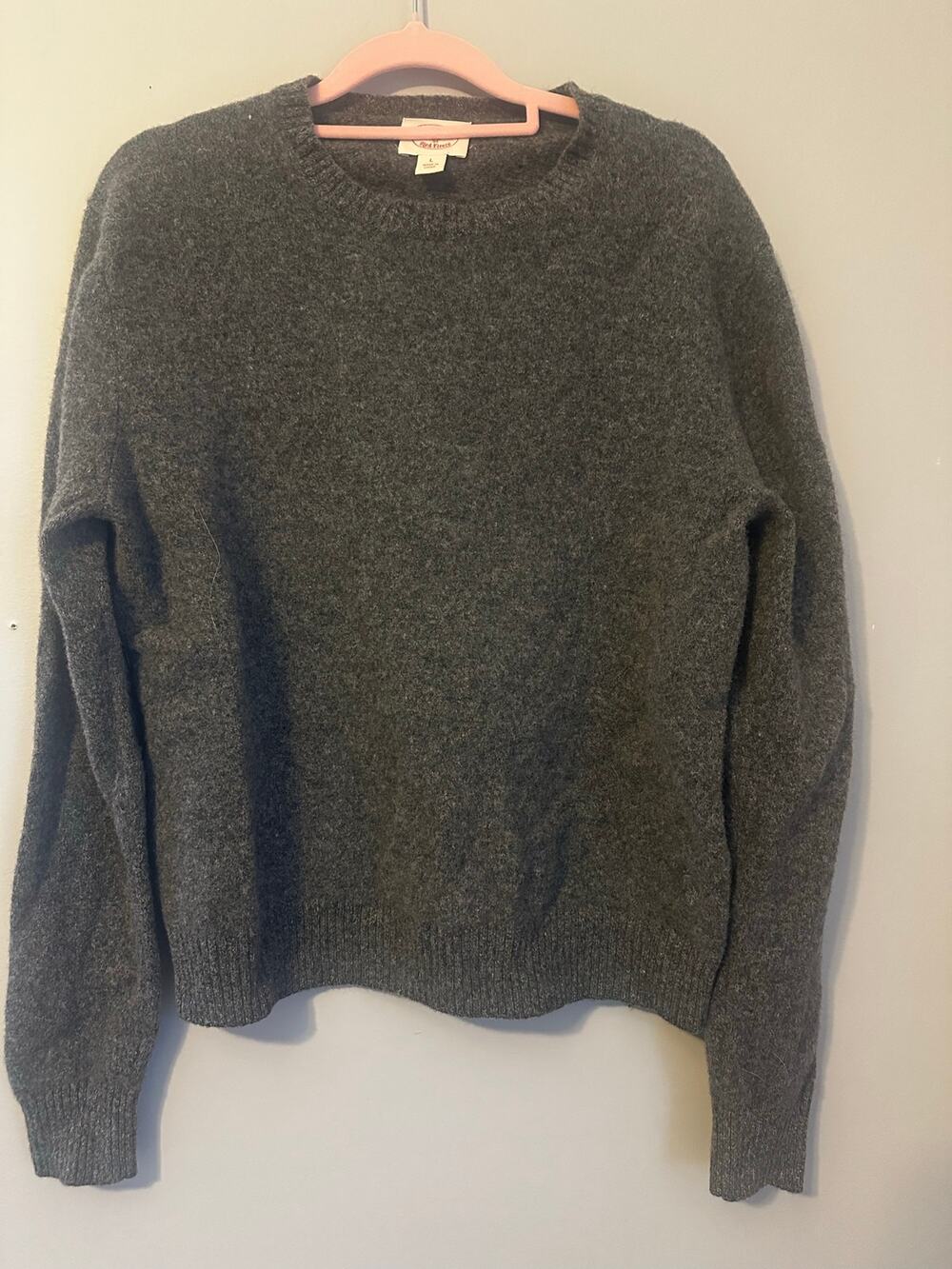 Brooks Brothers L 100% Wool Gray Crewneck Sweater Regent Fleece